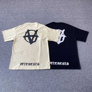 Men's TShirts Good Quality Vetements Double Anarchy Fashion Tshirt Men 1 1 Gothic Letter Loose Tee Women T Shirt Short Sleeve 230223