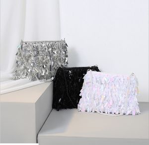 Evening Bags XIYUAN Vintage silver handmade sequined prom clutch bag Dinner messenger Ladies Korean all-match hand clutches gift s 230225