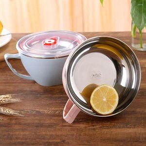 Dinnerware Sets Japanese Ramen Bowls Stainless Steel Soup Metal Lunchbox Picnic Noodle Bowl Lid Instant