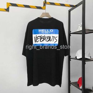 Men's T-Shirts High Quality VETEMENTS Men T-shirt 1 1 VTM HELLO MY NAME IS Women Shirts Vetements Limited Edition Short Sleeve0225V23