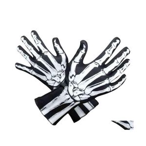 car dvr Other Event Party Supplies Szblaze Brand Halloween Masquerade Skeleton Gloves Ghost Bone Reaper Print Cosplay Fl Finger Skl Opera Dhqk4