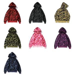 Mens Designer Hoodies Zip Up Shark Jackets Lång ärm Huvtrockar Löst kamouflagjacka tryck Kvinna huvtröja