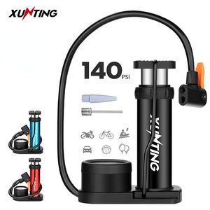 مضخات الدراجة XUNTING MINI FOT PUMP MAX 140PSI PUMPS مع مضخات الإطارات مع GAUGE PRRETMATA