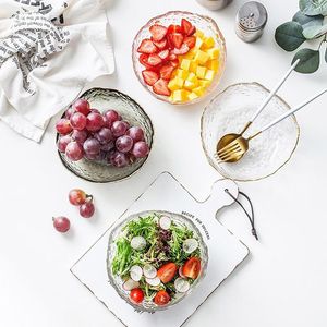 Bowls Irregular Gold Inlay Edge Glass Salad Bowl Fruit Rice Serving Storage Container Lunch Bento Box Tableware