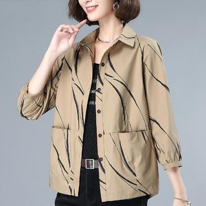 Women's Jackets Middle-Aged Women Thin Short Coat 2023 Spring Fashion Mother Nine Points Shirt Sleeve Female Jacket Loose Clothes Tide H2459