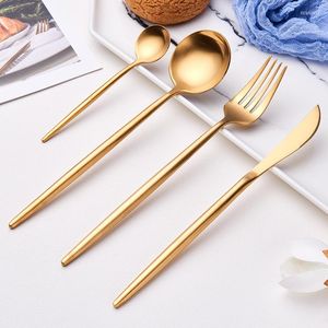 Dinnerware Sets Spklifey Tableware Set Gold Cutlery Golden Spoon Stainless Steel Forks Knives Spoons