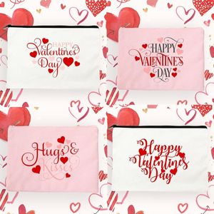 Cosmetic Bags Happy Valentine Day Women Makeup Pouch Bag Fashion Casual Cases Handbag Lipstick Organizer Travel Party Zipper Gift