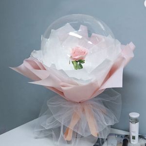 Novelbelysning LED Lysande ballong Rose Bouquet Transparent Bobo Ball Valentines Day Gift F￶delsedag Br￶llop Friend Gift Party Decorations Balloons Usastar