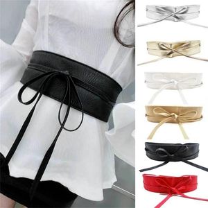 Belts Luxury Girdle Women PU Leather For Brand Designer Waistband Bow Knot Double Loop Bandage Ladies Corset