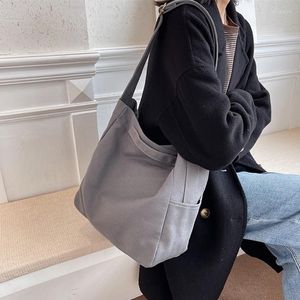 Evening Bags Female Minimalist Canvas Textile Big Capacity Work Laptop Shoulder Bag 2023 Korea Fashion Fabric Overnight Weekender Pouch