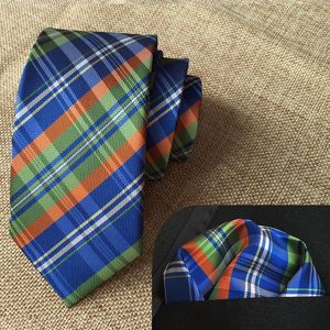 Bow Ties Fashion Shirt Plaid Necktie 6cm Narrow Tie Pocket Towel Man Hanky Set Male Neckwear Square Handkerchief Suit Wedding Gift