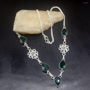 Подвесные ожерелья Hermosa Jewelry Amazing Shiny Greentopaz Серебряный цвет Женские женские подарки Цепь ожерелья 50 см 20233483