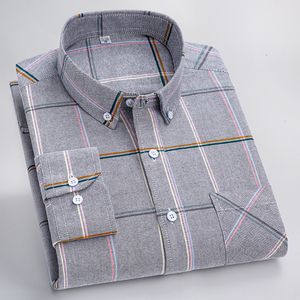 Camicie casual da uomo in cotone Oxford scozzese da lavoro a quadri manica lunga colletto button down top da uomo facile da pulire Primavera