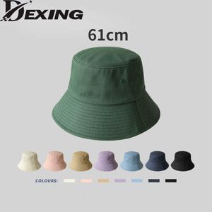 HBP Brim Hats Cotton atmrearible Wide Big Eimer für Männer lässig Frauen Herbst Sommer Fischerhut plus Größe Feste Farbe Bob Panama Cap P230327