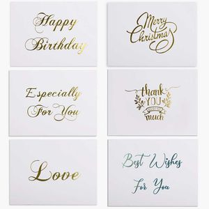 Greeting Cards 50Pcs Mini thank you Card gold simple design Scrapbooking party invitation Greeting Card Birthday Party Gift Message Cards J230225