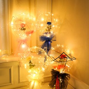 Bouquet di palloncini Regalo Novità Illuminazione Fai da te Led Mazzi di fiori di rose rosa Palloncini luminosi Matrimonio Decorazioni per la casa Compleanni Fidanzate Bobo Palloncini con luci