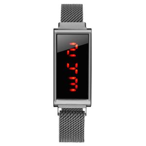 Wristwatches LED Rectangle Quartz Touch Screen Dial Casual Wrist Watches Stainless Net Strap Fashionable Clock Waterproof Wristwatch For Men