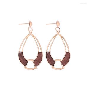 Dangle Earrings KHARISMA Wood Metal Spliced Drop For Fashion Women Wedding Birthday Jewelry Gifts