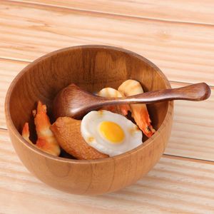 Bowls Bowl Wooden Wood Serving Salad Rice Vegetable Spoon Soup Fruit Dessert Container Pasta Decorative Bamboo Ramen Japanese