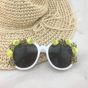 Occhiali da sole 2023 Moda Donna Ragazze Frutta Limone Retro Barocco Foglia Estate Occhiali da spiaggia Regalo