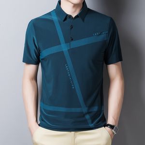メンズポロスYmwmhu Fahsion Men Polo Shird Loose Striped Summer Cool Shirt StreetwearカジュアルポロシャツMen Top Closes Brand 230225