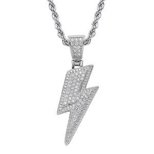Fashion 18k gold flash lightning Necklace jewelry set Diamond Cubic zirconia pendant hip hop necklaces Bling jewelry stainless steel chain will and sandy