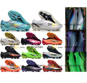 Gift Bag Soccer Football Boots X Speedportal FG Laceless Shoes Mens Leather Electroplate Spikes Training Red Pink Orange Black Green Blue Soccer Cleats Size US 6.5-11.5