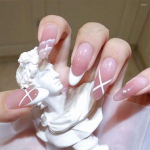 Unghie finte 24 pezzi/scatola Strumento per manicure alla moda Artificiale francese indossabile Testa ovale Punte per unghie finte