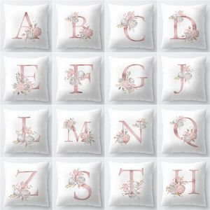 枕26英語の手紙カバースクエアソファスローピローケースDIYカスタム名アルファベットパターンカバーオフィスホーム装飾