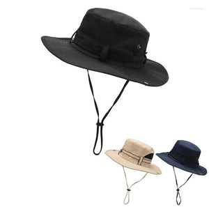 Wide Brim Hats Waterproof Bucket Hat Men Summer Anti UV Sun Outdoor Fishing Hiking Boonie Caps Long Beach CapWide