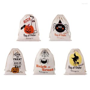 Smyckespåsar Halloween Pumpkin Canvas Påsar Rakting Candy Presentväska för kosmetisk förpackningsarrangör