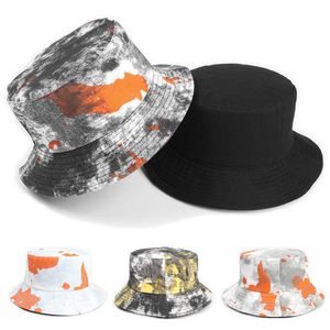 HBP Amerikan Geniş Avrupa Kötü Şapkalar Yeni Stil Boya Çift Taraflı Balıkçı Açık Boş Zamanlı Güneş Erkek Kadınlar Renk Desen Kova Şapkası P230327