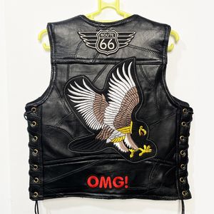 Men s Vests Children s Leather Embroidery for Kids Boys Bike Jacket Fashion Children Waistcoat Boy Sleeveless Outerwear Clothes 230225