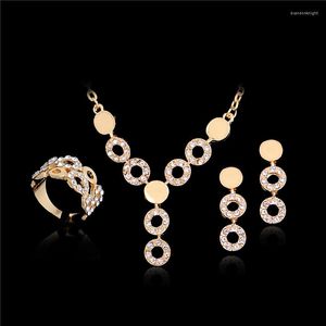 Necklace Earrings Set SHUANGR Jewelry For Women Gold Color Beads Collar Fine Rings Sets Party Costume Latest Fashion Trendy