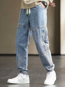 Mäns jeans 2022 Nya mäns last jeans baggy joggar mode svart blå grå streetwear sträckt bomulls denim harem byxor plus storlek 8xl z0225