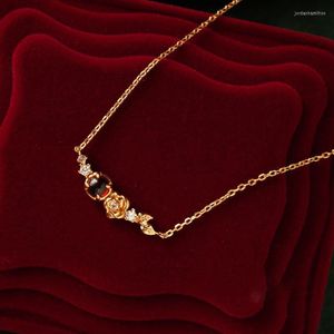 Pendant Necklaces Garnet Colorful Treasure Rose Gold Necklace Female Luxury S925 Valentine's Day Anniversary Birthday Jewelry Gift