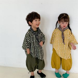 T Shirt Yaz Çocukları Moda Dot Düzensiz Benzersiz Tasarım Büyük Boyutlu Üstler Çocuk İnce Batwing Sleeve Gevşek Tees 230224