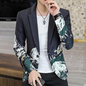 Ternos masculinos Blazers Hoo 2023 Autumn Fashion Casual Blazer Gradient Color Impresso