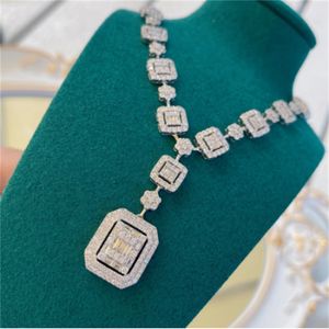 Collana vintage da tennis con diamanti da laboratorio Collana girocollo in oro bianco 14 carati con fidanzamento da sposa per regalo di gioielli da sposa con ciondolo da donna