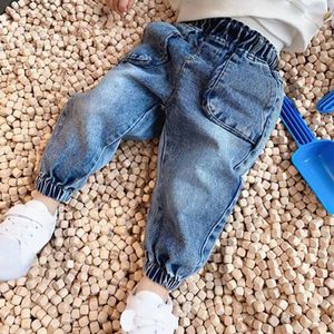 Jeans Boys Pants Kids Autumn Spring Ubrania Dżins dla dzieci dla małego chłopca maluchów niebieski 230224