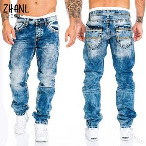 Mäns jeans raka jeans man vintage tvätt denim byxor vår sommar pojkvän baggy jeans män streetwear cacual designer cowboy byxor 230225