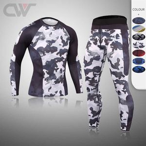 Herrspåriga komprimering Sportkläder Male Long Johns Winter Thermal Underwear Base Layer Set Men's Full Suit Tracksude Jogging Suit Rash Guard Z0224