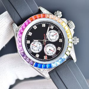 Fashion Business Watches 40mm Diamond Bezel Mens Watch Mechanical Movement Automatic Wristwatches Rubber Strap Casual Wristwatch Montre De Luxe