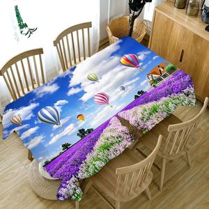 Table Cloth Years Rectangular Tablecloth Air Balloon Floral Print Linen Stain Resistant Wedding Centerpieces For Tables