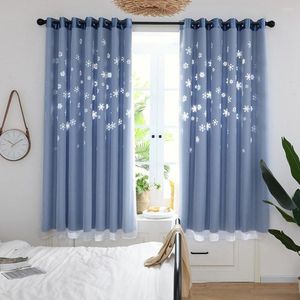 Curtain Hollow Snowflake Tulle Window Drape Light Blinds Bedroom Decor For Treatment Blackout Curtains