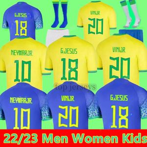 2022 Brazils VINI JR. Soccer Jersey brasil CASEMIRO 22 23 National Team G.JESUS P.COUTINHO Home Away men kids kit L.PAQUETA T.SILVA PELE MARCELO Football Shirt uniform