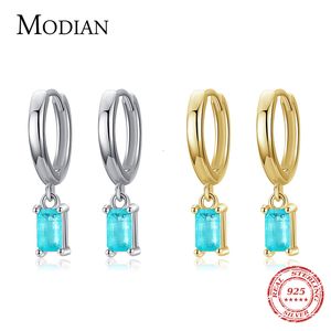 Stud Modian Requintado Brincos de Argola Turmalina Moda Real 925 Prata Esterlina Retângulo Brinco Paraíba Para Mulheres Jóias Finas Presente 230225