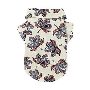 Hundkläder skjorta Hawaii Style Fastener Tape Fixing Leaf Print Dress Up Super Soft Thin Breatble Beach Kort ärm Petkläder