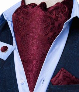 Cravatte Uomo Vintage Blu Rosso Verde Paisley Plaid Matrimonio Cravatta formale Ascot Scrunch Self British Style Gentleman Cravatta di seta DiBanGu