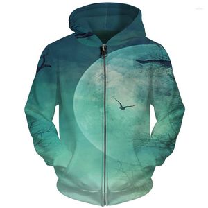 Männer Hoodies Cloudstyle 2023 Zipper 3D Gedruckt Grün Mond Mit Kapuze Pullover Hoodie Harajuku Streetwear Männer Casual